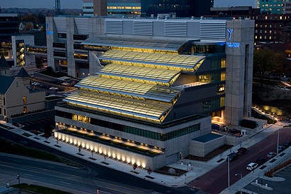 Cancer research facility designed after the grand rapids the city in Michigan is named after. Equipped with permanent roof anchors and horizontal lifelines.