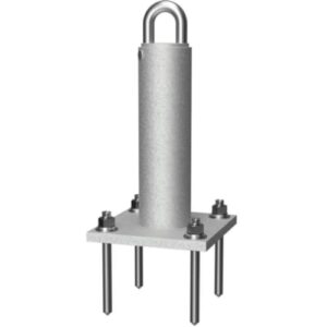 An adhesive permanent roof anchor with a white background that would need a tie-back anchor inspection annually