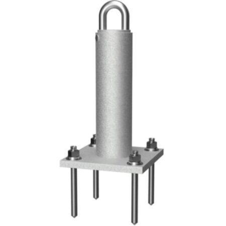 An adhesive permanent roof anchor with a white background that would need a tie-back anchor inspection annually