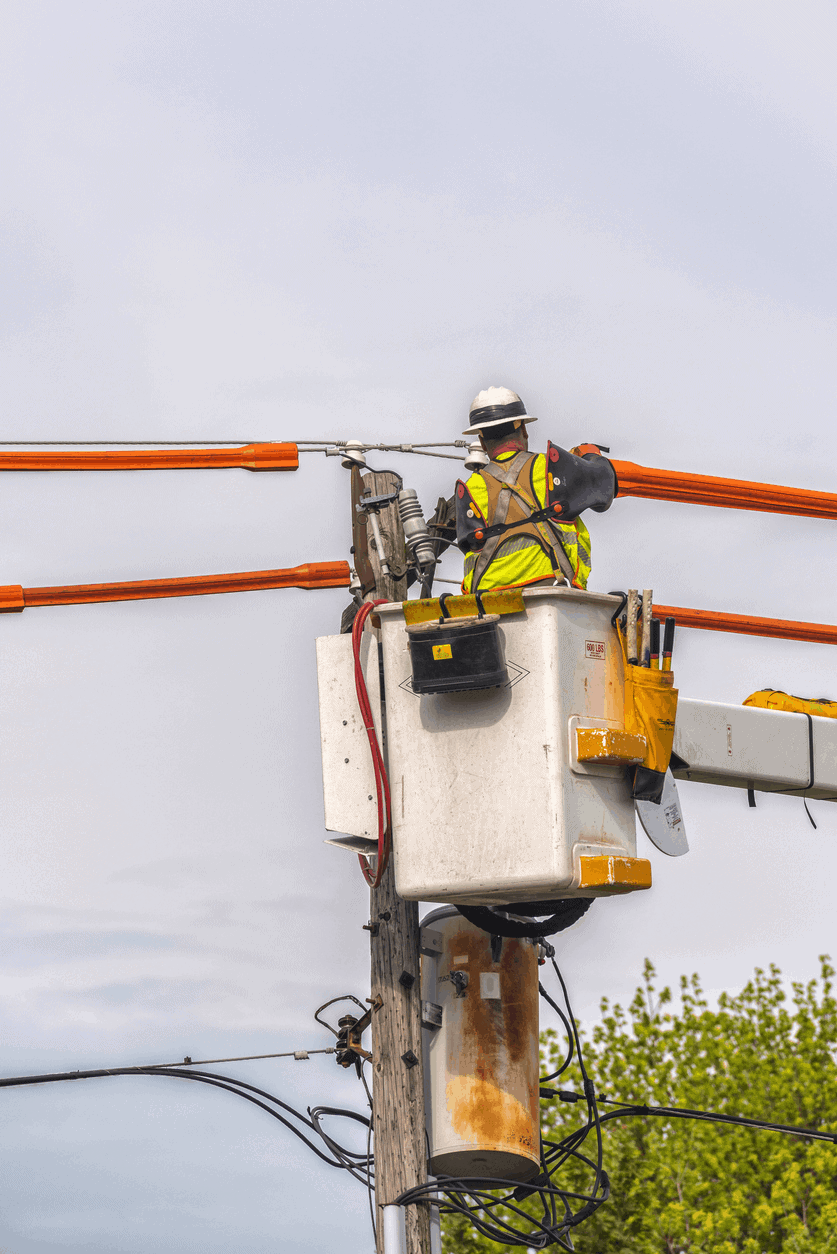 Man fixing electrical lines