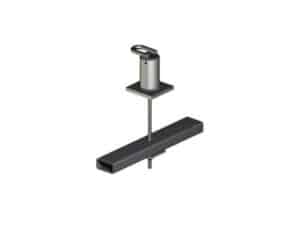 Horizontal flat U-Bar roof anchor with single stud reinforcing