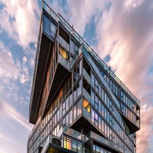 Condominium with varying elevations in Toronto, equipped with permanent roof anchors